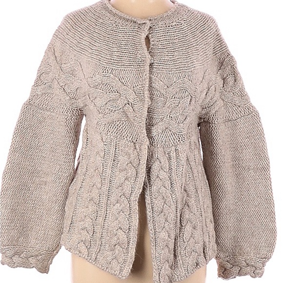 Benetton chunky cardigan size L Heather 100%wool